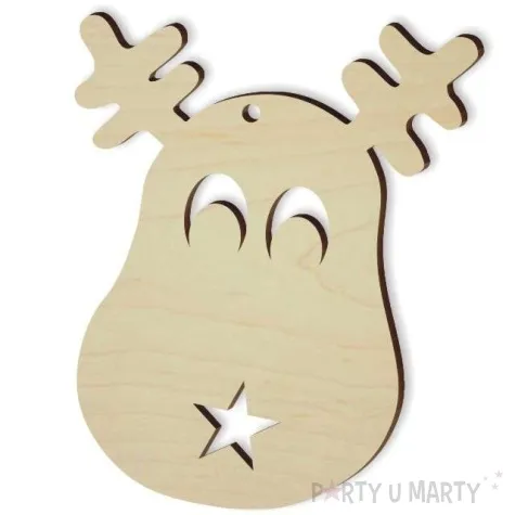 zawieszka drewniana renifer 66 x 81 mm 10 szt