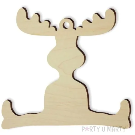 zawieszka drewniana renifer szpagat 80 x 76 mm 10 szt
