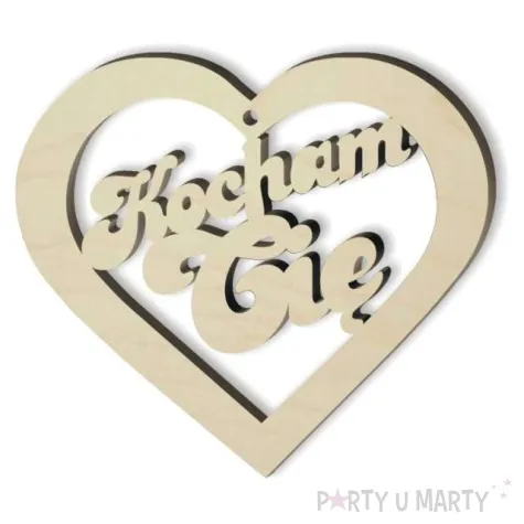 zawieszka drewniana serce kocham cie 90x80 mm