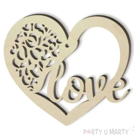 zawieszka drewniana serce love 90x80 mm