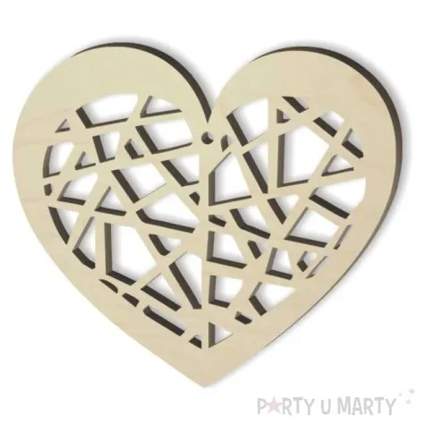 zawieszka drewniana serce wzory geometryczne 90x80 mm