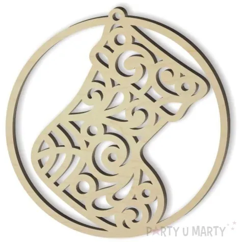 zawieszka drewniana skarpeta swirl 80 x 83 mm