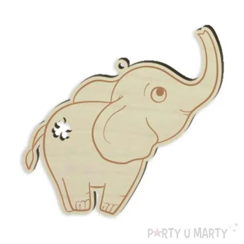 zawieszka drewniana slonik koniczynka grawerowana