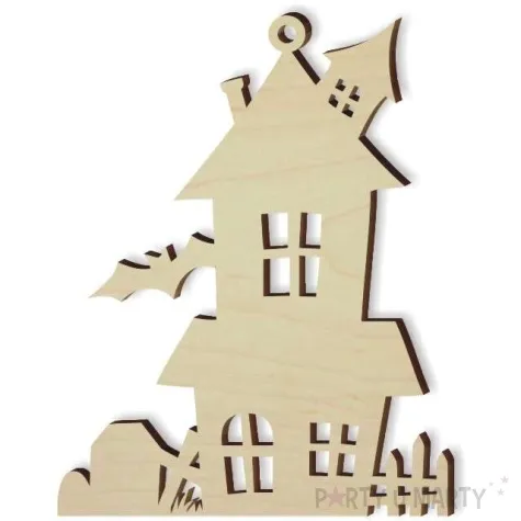 zawieszka drewniana straszny dom 63 x 81 mm