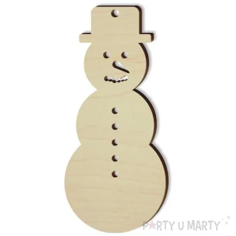 zawieszka drewniana swiateczny balwan 38 x 85 mm 10 szt