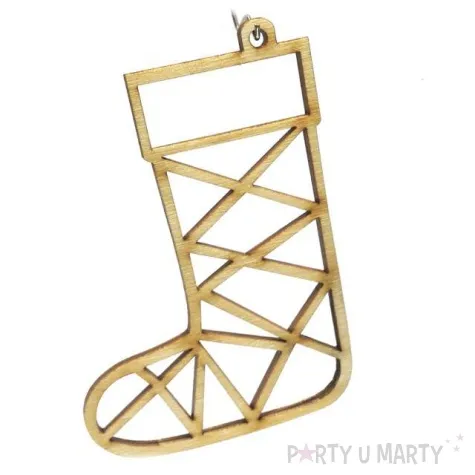 zawieszka drewniana swieteczna skarpeta 58 x 82 mm 10 szt