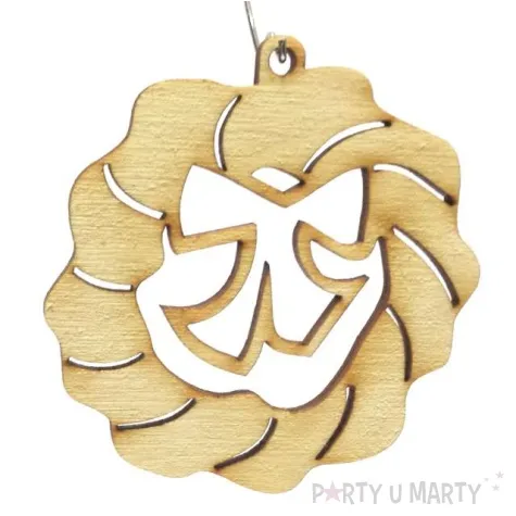 zawieszka drewniana swieteczny wieniec z kokardka 57 x 61 mm 10 szt