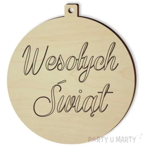 zawieszka drewniana wesolych swiat 70 x 75 mm 10 szt