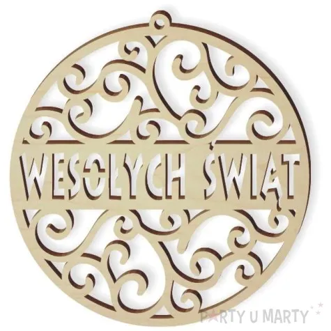 zawieszka drewniana wesolych swiat art 85 x 88 mm