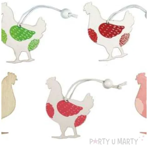 zawieszka drewniana wielkanoc kury z koralikiem drewno titanum 4 szt