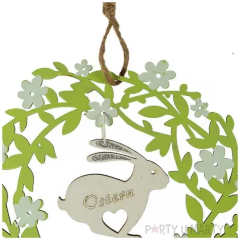 zawieszka drewniana wieniec zajac ostern zielony arpex 11 cm