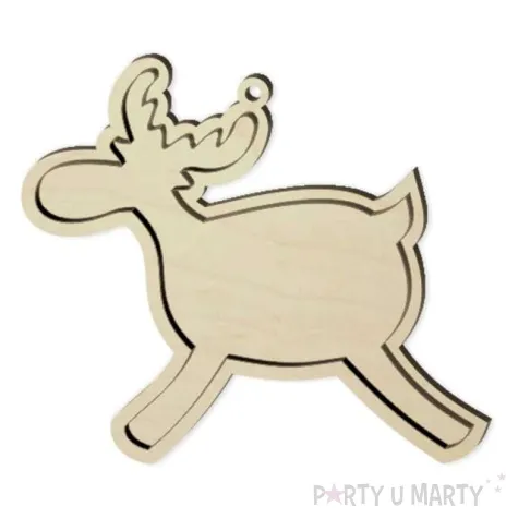 zawieszka drewniana wyklejanka renifer 115 x 100 mm