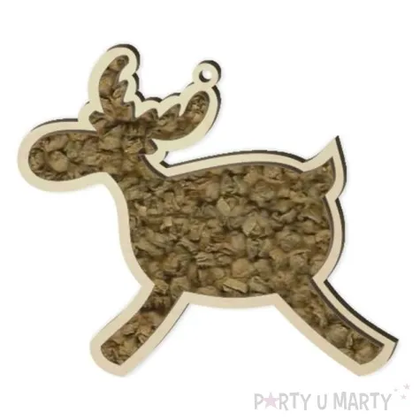 zawieszka drewniana wyklejanka renifer 115 x 100 mm