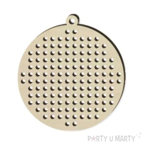 zawieszka drewniana wyszywanka bombka 77 x 70 mm