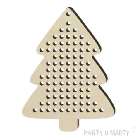 zawieszka drewniana wyszywanka choinka 85 x 65 mm