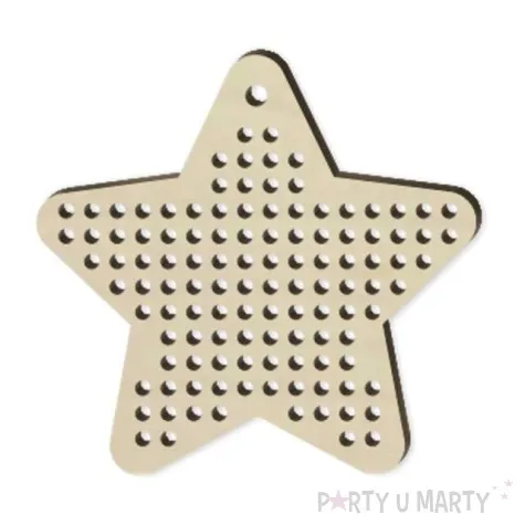 zawieszka drewniana wyszywanka gwiazdka 80 x 75 mm