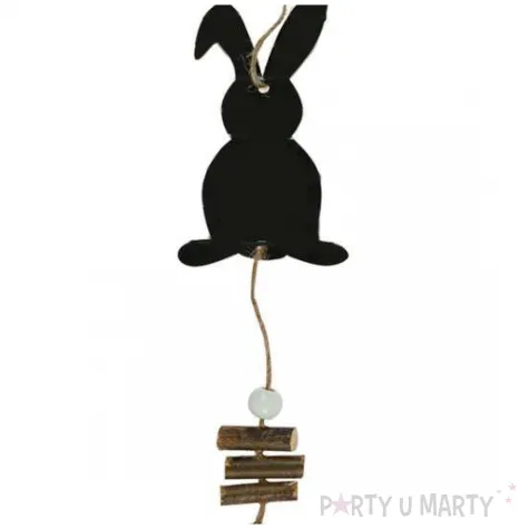 zawieszka drewniana zajac i pisanka gladki czarno bialy arpex 30 cm