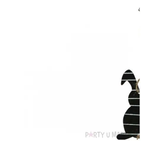 zawieszka drewniana zajac i pisanka paski czarno bialy arpex 30 cm