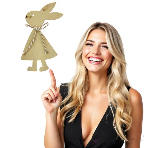 zawieszka drewniana zajaczek w bezowa kokardka arpex 11cm