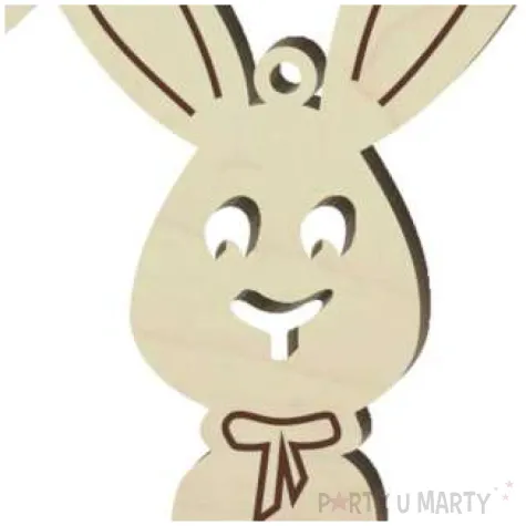 zawieszka drewniana zajaczek z kokardka 60x90 mm