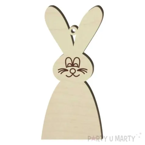 zawieszka drewniana zajaczek z wasami 40x90 mm