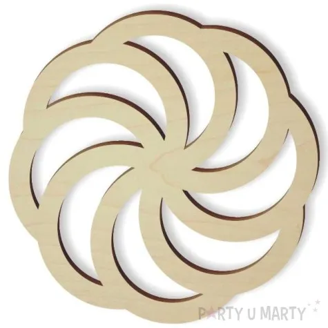 zawieszka drewniana zakrecone rogaliki 81 x 81 mm