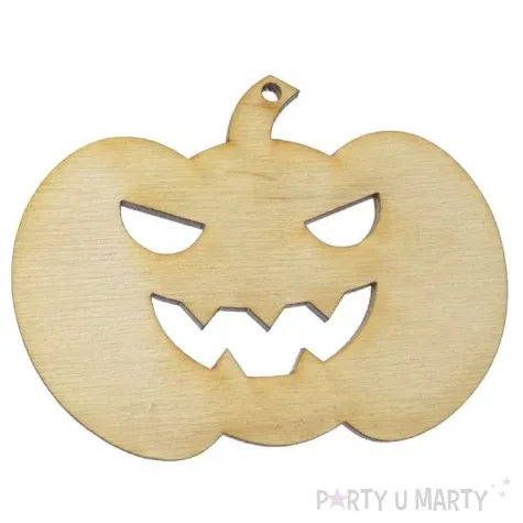 zawieszka drewniana zla dynia 82 x 62 mm