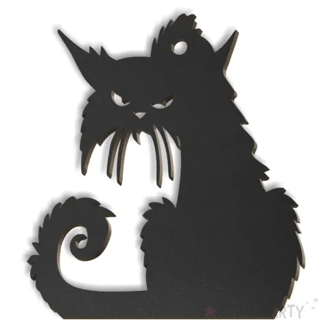 zawieszka hdf kot ponura mina czarna 50 x 55 mm