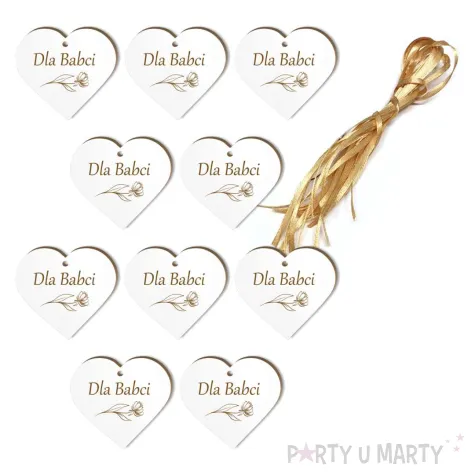 zawieszka hdf serduszko dla babcia bialy 10 szt