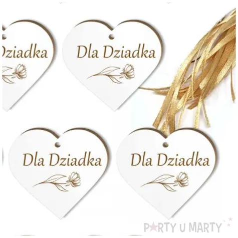 zawieszka hdf serduszko dla dziadka bialy 10 szt