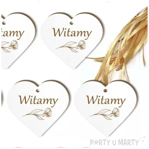zawieszka hdf serduszko witamy bialy 10 szt