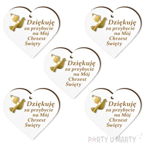 zawieszka laminowana podziekowania chrzest sw zloty akryl 5 cm 5 szt