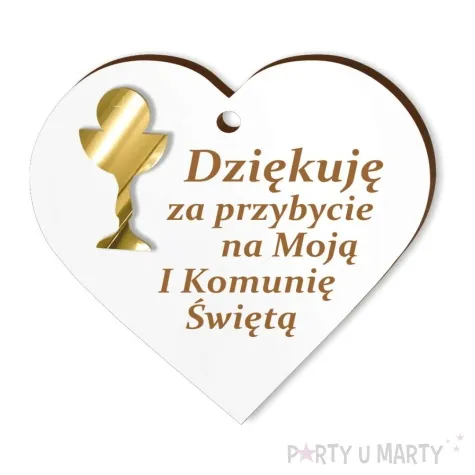 zawieszka laminowana podziekowania komunia sw zloty akryl 5 cm 5 szt