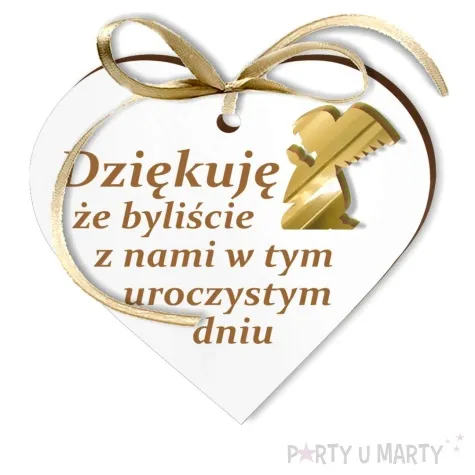 zawieszka laminowana podziekowania uniwersal zloty akryl 5 cm 5 szt