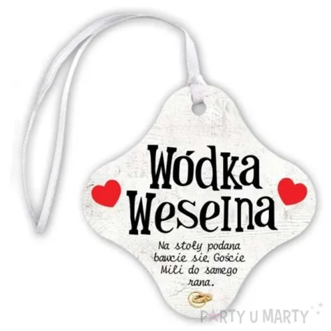 zawieszka na butelke wodka weselna 20 szt