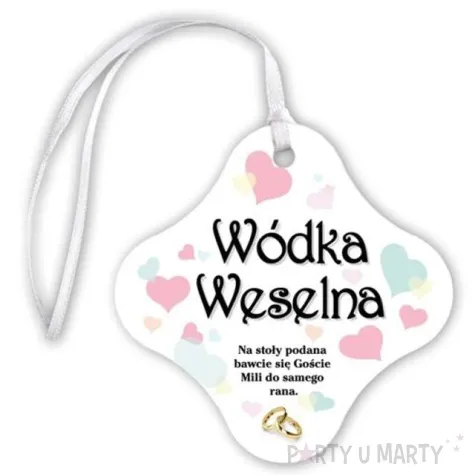 zawieszka na butelke wodka weselna 20 szt