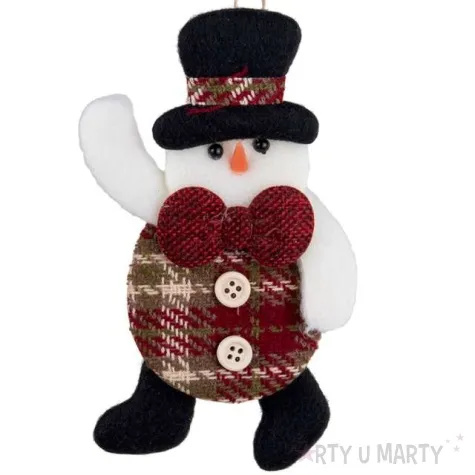 zawieszka na choinke balwanek ubranko w kratke czakos 20 cm