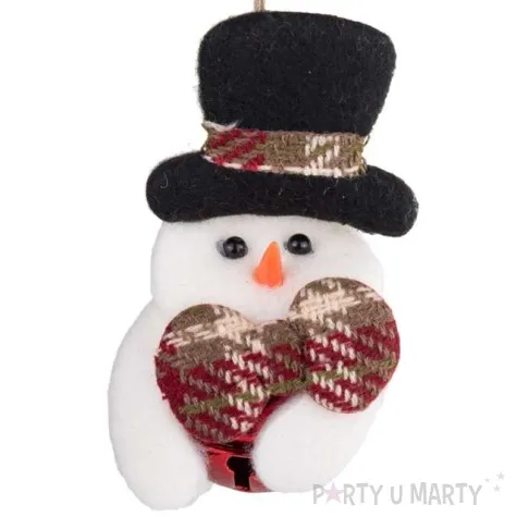 zawieszka na choinke balwanek z dzwoneczkiem czakos 10 cm