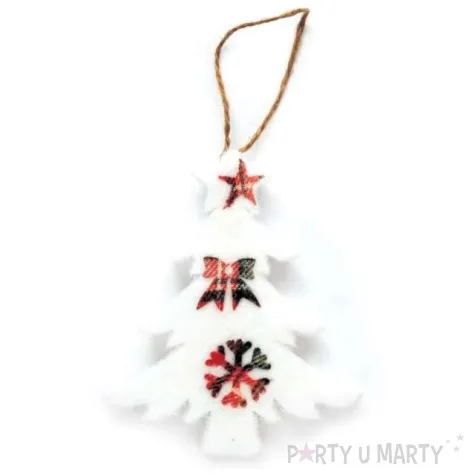 zawieszka na choinke biala choinka partypal 14 x 12 cm