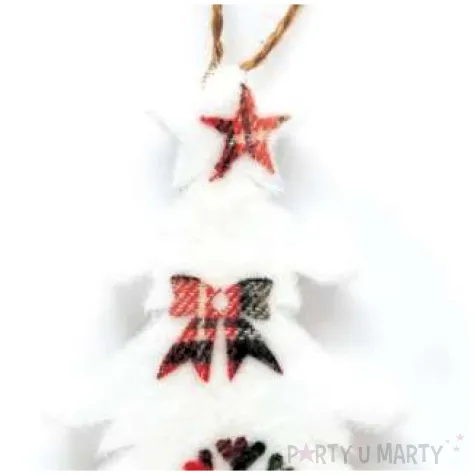 zawieszka na choinke biala choinka partypal 14 x 12 cm