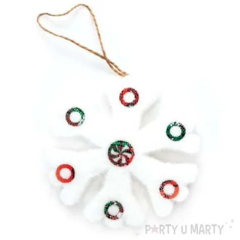 zawieszka na choinke biala sniezynka partypal 12 x 12 cm