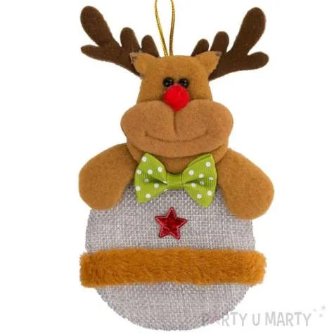 zawieszka na choinke renifer jutowe ubranko czakos 14 cm
