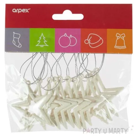 zawieszki dekoracyjne gwiazdki bialy arpex 12 szt