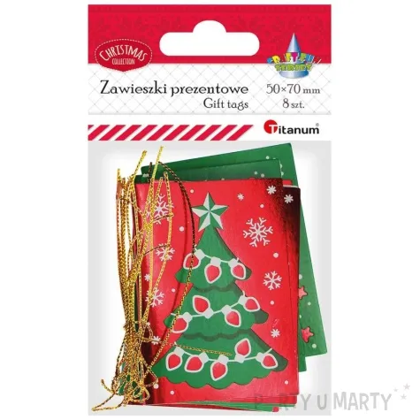 zawieszki do prezentow boze narodzenie metalizowany mix titanum 70x80mm 8 szt