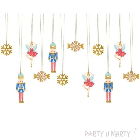 zawieszki do prezentow dziadek do orzechow mix partydeco 12 szt