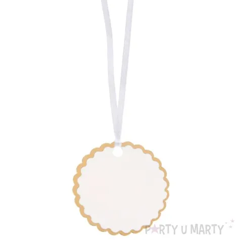 zawieszki do prezentow kolko z ornamentem santex bialy 6 szt