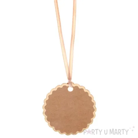 zawieszki do prezentow kolko z ornamentem santex brazowy 6 szt