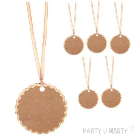 zawieszki do prezentow kolko z ornamentem santex brazowy 6 szt