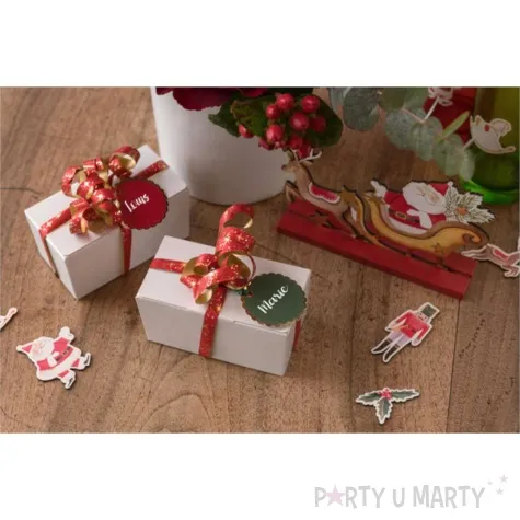 zawieszki do prezentow kolko z ornamentem santex czerwony 6 szt