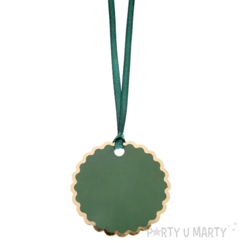 zawieszki do prezentow kolko z ornamentem santex zielony 6 szt